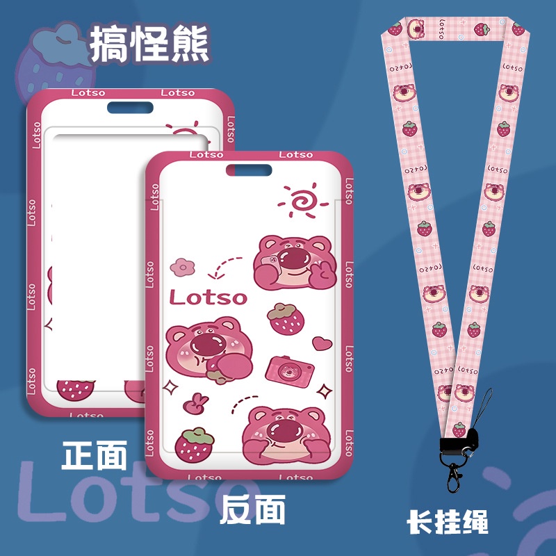 Bộ Thẻ Ghi Chú Kèm Dây Đeo Hình Gấu Dâu Tây Dễ Thương