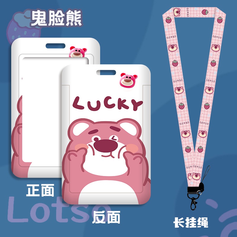 Bộ Thẻ Ghi Chú Kèm Dây Đeo Hình Gấu Dâu Tây Dễ Thương
