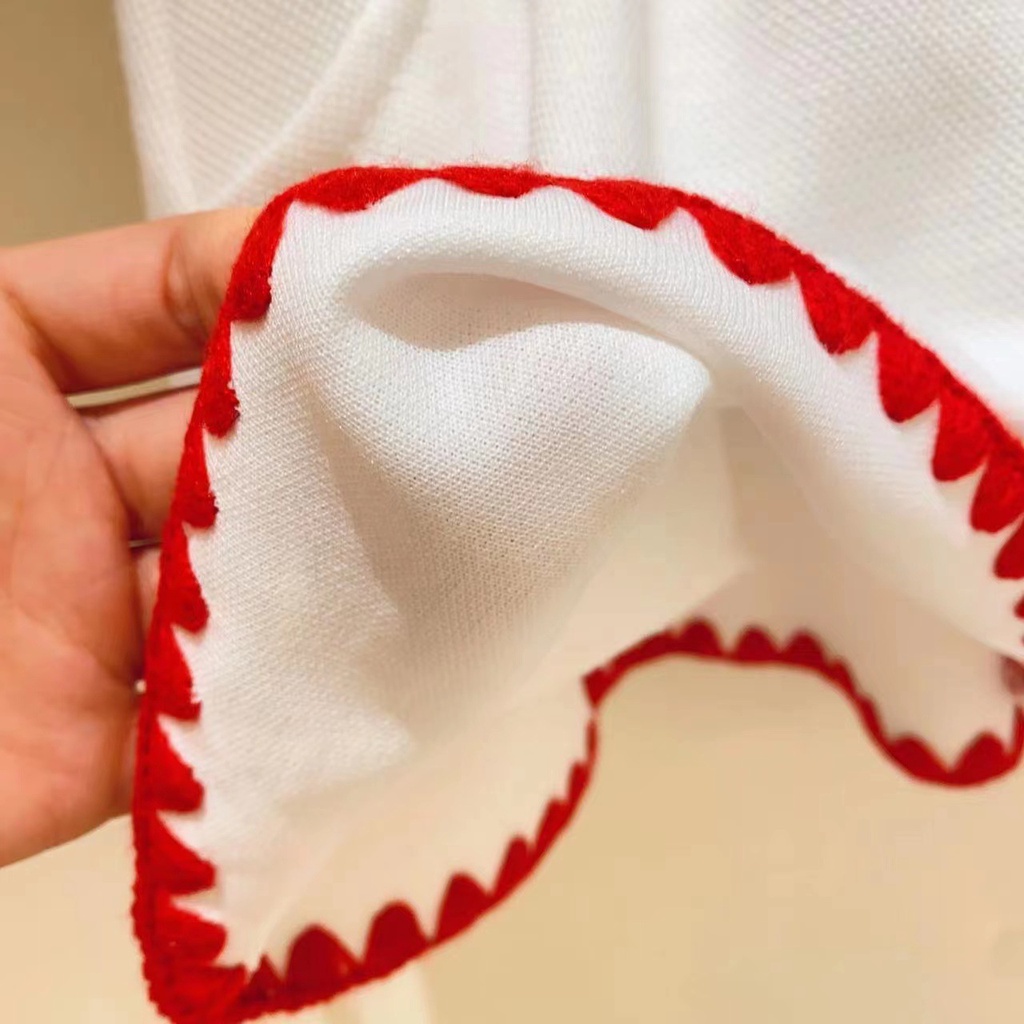 Set Áo Thun polo Tay Ngắn Màu Trơn In Hình Dâu Tây Dễ Thương Phong Cách Hàn Quốc Thời Trang Mùa Hè Cho Bé Gái