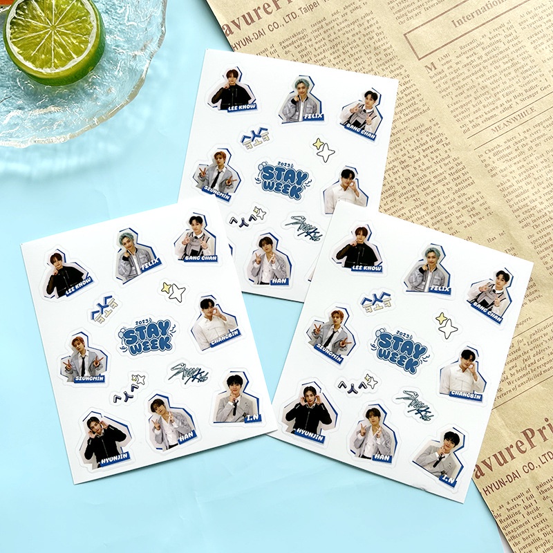 Miếng Dán pvc Trong Suốt Chống Nước Hình stray kids Trang Trí Sổ Tay