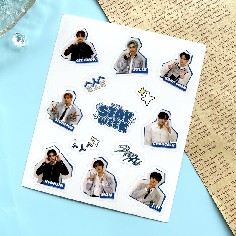 Miếng Dán pvc Trong Suốt Chống Nước Hình stray kids Trang Trí Sổ Tay