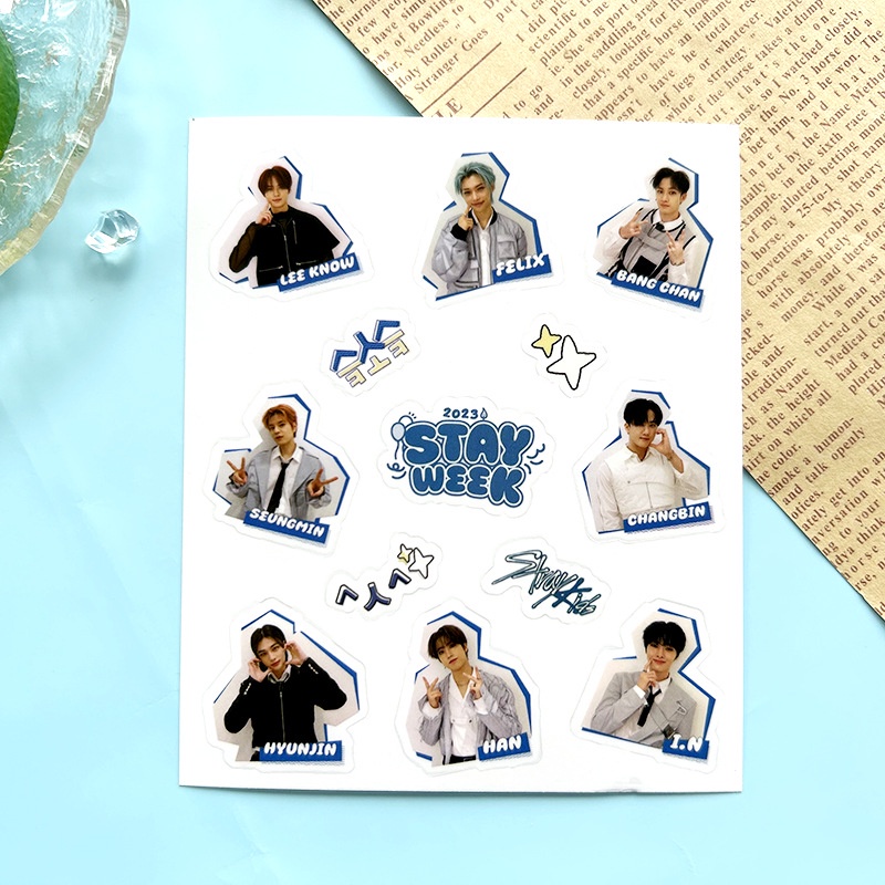 Miếng Dán pvc Trong Suốt Chống Nước Hình stray kids Trang Trí Sổ Tay