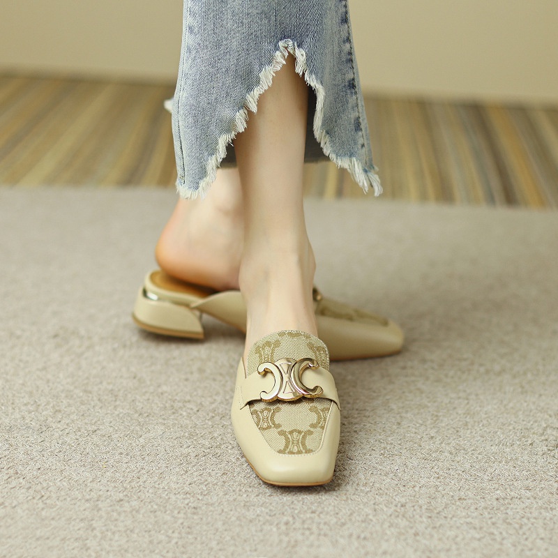 Dép Bít Mũi Đế Bằng Phong Cách retro Cho Nữ