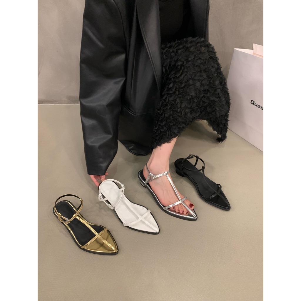 Xăng đan Cao Gót Quai Mảnh Màu Bạc Thời Trang Mùa Hè Pháp Hàng Mới 2023