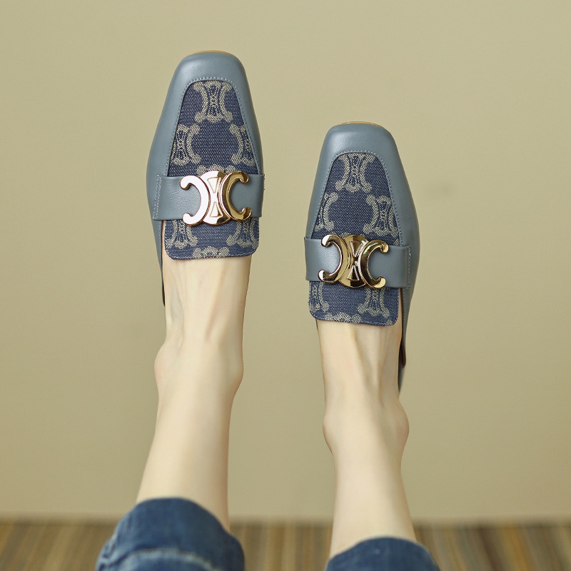 Dép Bít Mũi Đế Bằng Phong Cách retro Cho Nữ