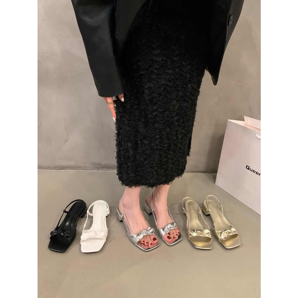 Xăng đan Cao Gót Màu Bạc Phong Cách Pháp Thời Trang Mùa Hè 2023 Mới Cho Nữ