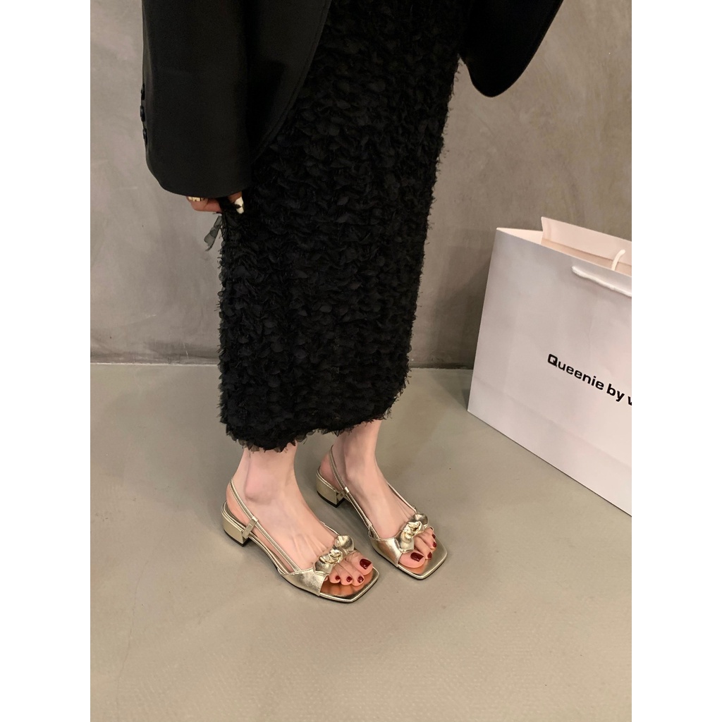 Xăng đan Cao Gót Màu Bạc Phong Cách Pháp Thời Trang Mùa Hè 2023 Mới Cho Nữ