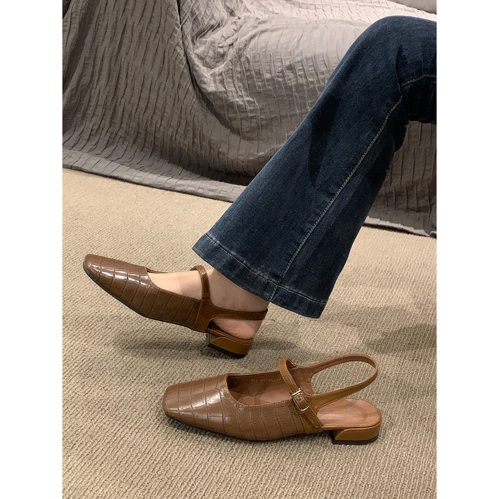 Xăng đan Phẳng Mũi Vuông Mùa Xuân Hè 2023 Phong Cách Pháp Hàng Mới Dành Cho Bạn Nữ Mang Ngoài Trời