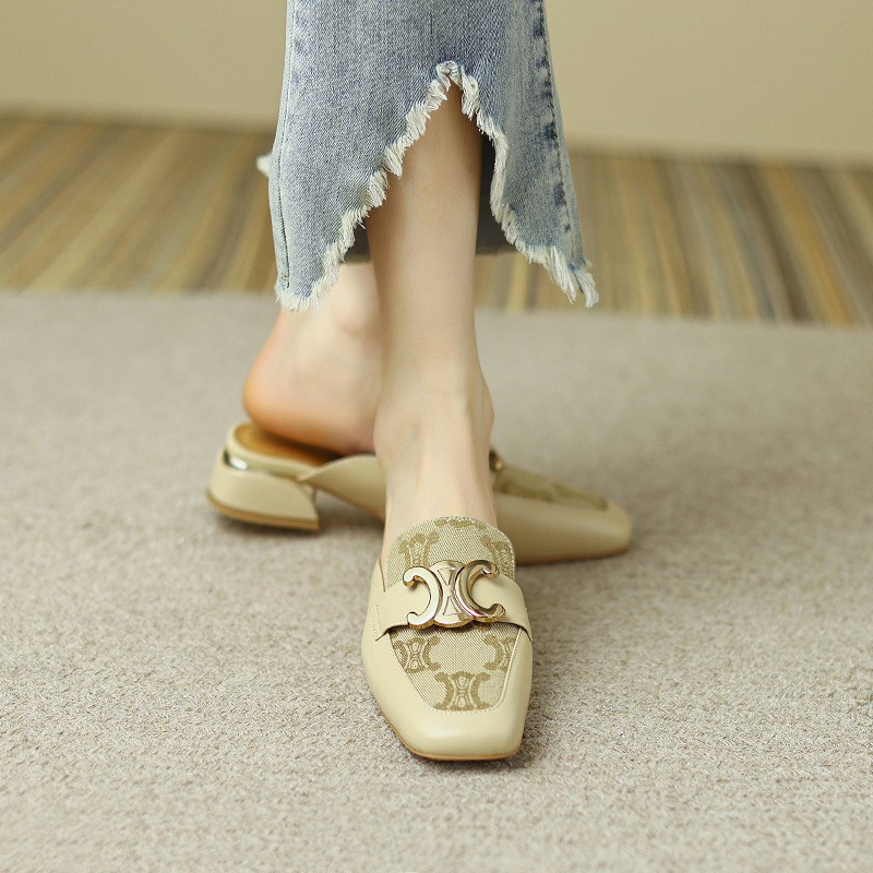 Dép Bít Mũi Đế Bằng Phong Cách retro Cho Nữ