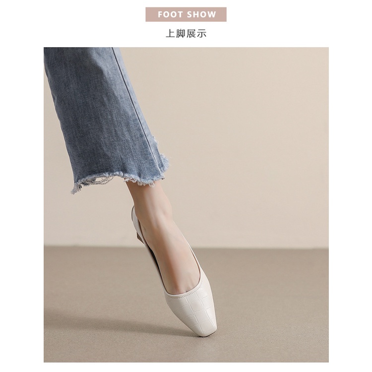 Giày Cao Gót 4cm Da Mềm Mũi Vuông Miệng Nông Kiểu retro Pháp Thời Trang Mùa Xuân 2023