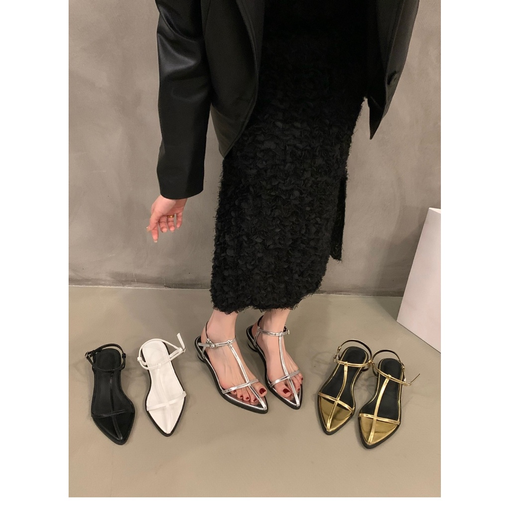 Xăng đan Cao Gót Quai Mảnh Màu Bạc Thời Trang Mùa Hè Pháp Hàng Mới 2023