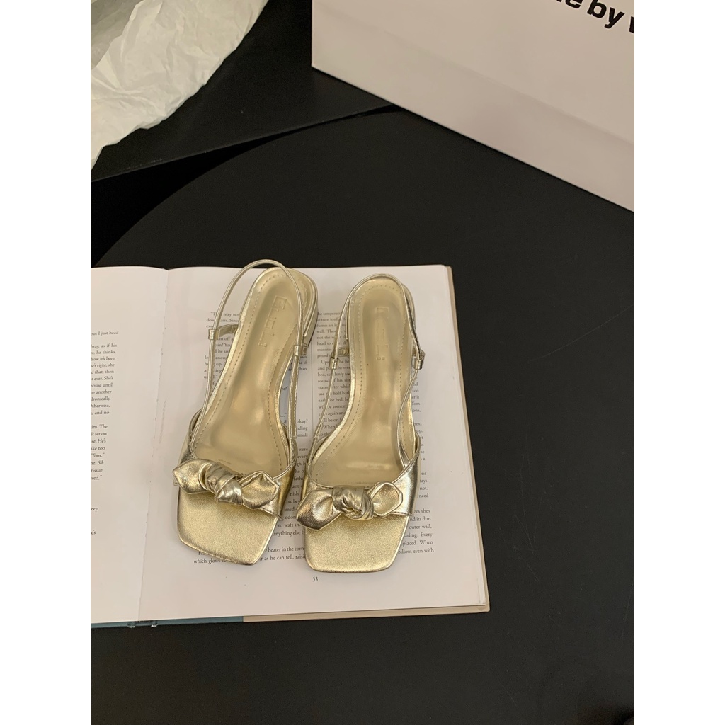 Xăng đan Cao Gót Màu Bạc Phong Cách Pháp Thời Trang Mùa Hè 2023 Mới Cho Nữ