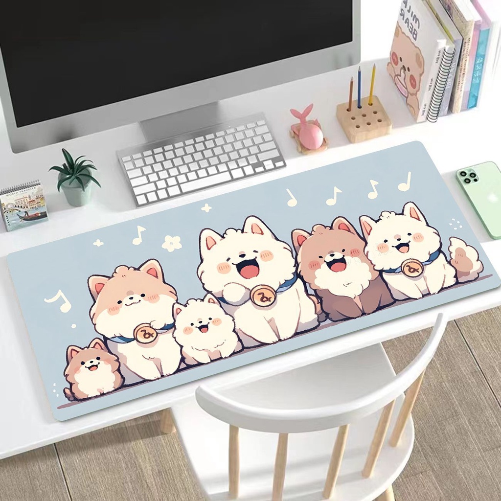 Tấm Lót Chuột Và Bàn Phím Máy Tính Cỡ Lớn Không Trượt In Hình Gấu Trúc / Mèo Dễ Thương Kích Thước 90x40 80x30