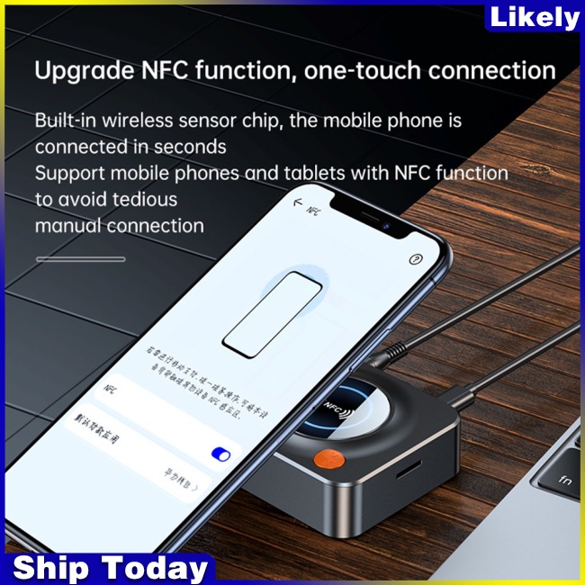 Bộ Nhận Tín Hiệu Âm Thanh nfc bluetooth 5.1 3.5mm aux rca Cho Loa Xe Hơi