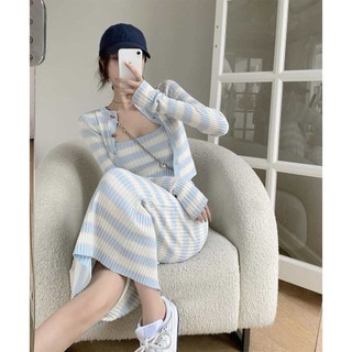 Đầm Hai Dây Dệt Kim Dáng Ôm Thời Trang Mùa Thu Hàng Mới Dành Cho Bạn Nữ
