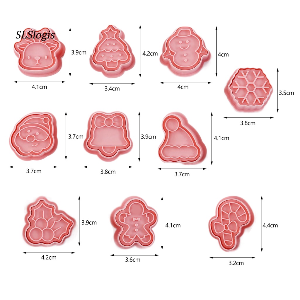 Set 10 Khuôn Làm Bánh Quy Tạo Hiệu Ứng 3d Chủ Đề Giáng Sinh