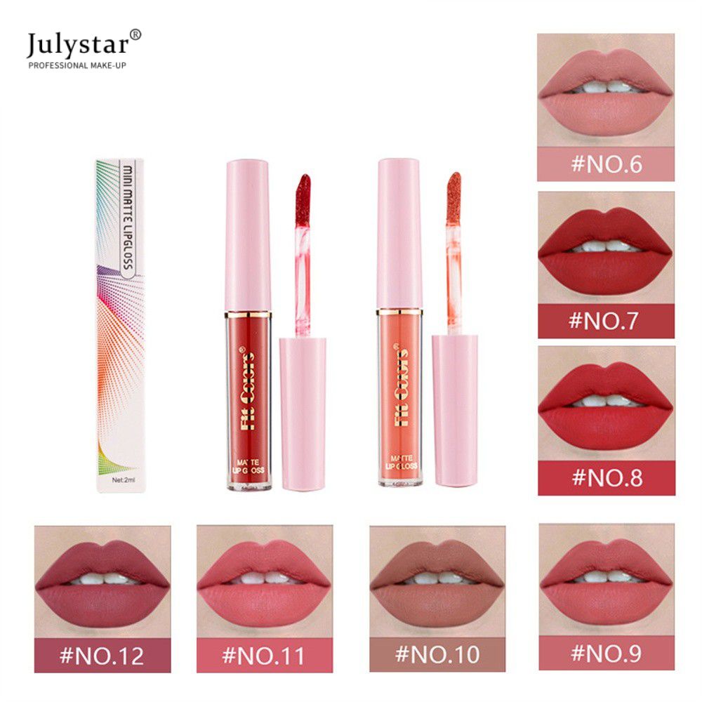 12 màu Matte Liquid Lipstick Nhung Gợi Cảm Son Bóng Chống Thấm Nước Lâu Dài Halal Môi Trang Điểm JULYSTAR