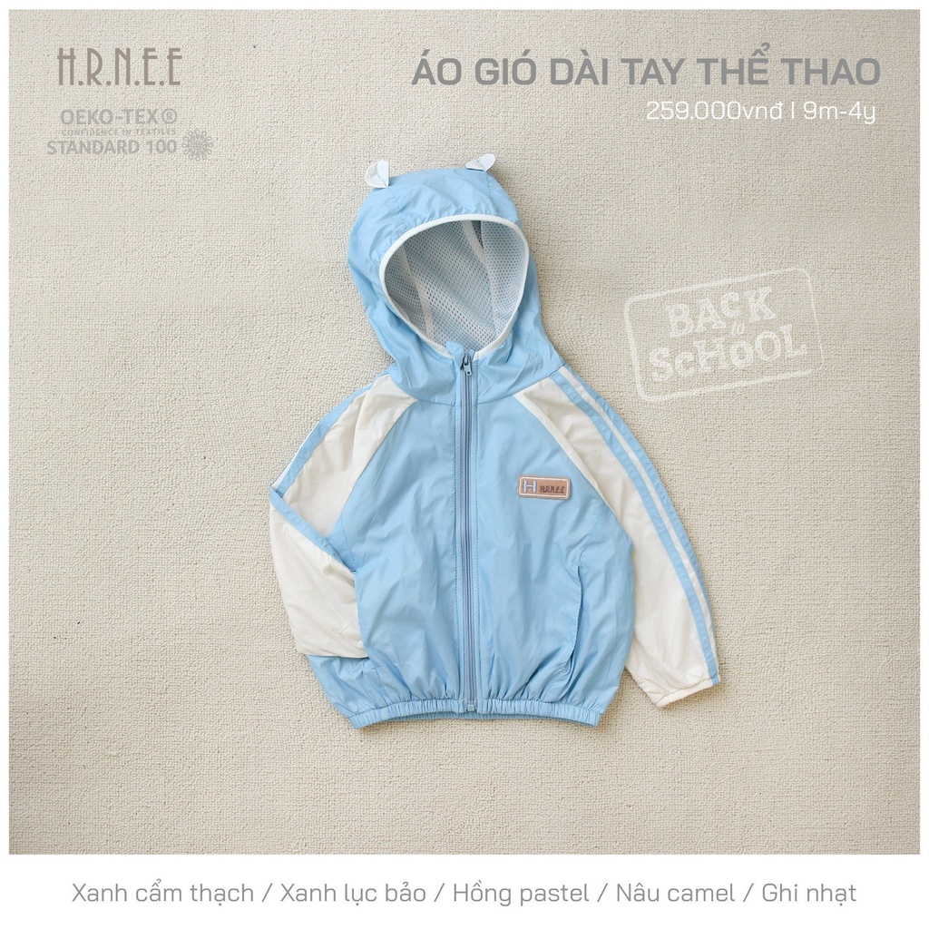 H.R.N.E,E - Áo khoác gió 2 lớp cho bé trai, bé gái từ 6-9m đến 4Y