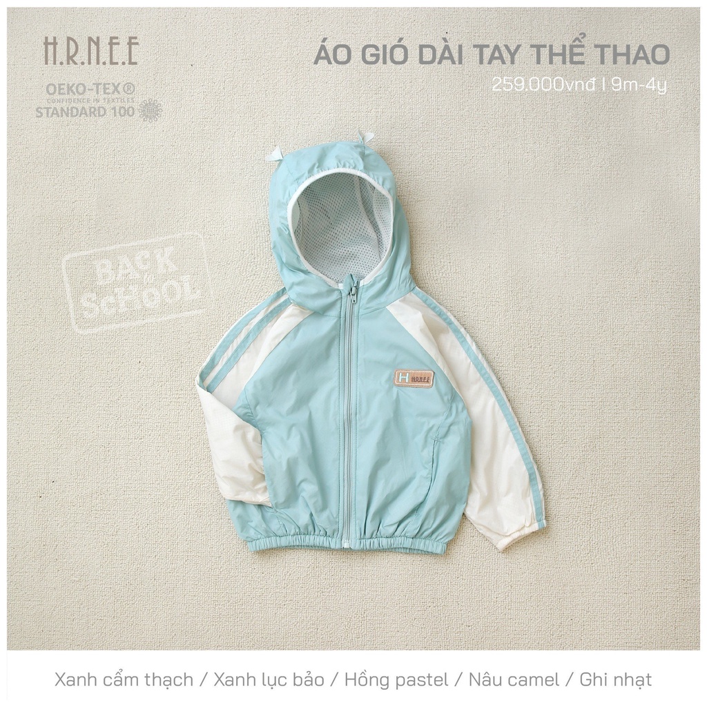 H.R.N.E,E - Áo khoác gió 2 lớp cho bé trai, bé gái từ 6-9m đến 4Y
