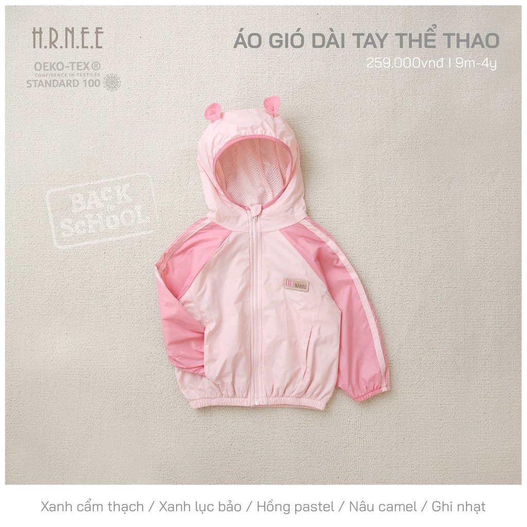 H.R.N.E,E - Áo khoác gió 2 lớp cho bé trai, bé gái từ 6-9m đến 4Y