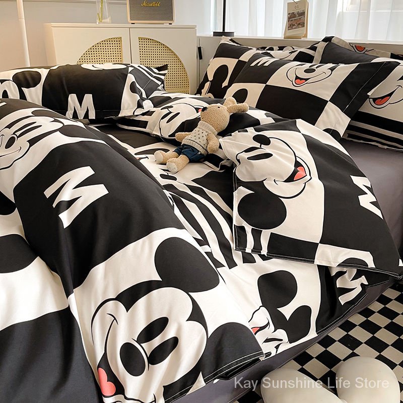 Hoạt Hình Bộ Chăn Ga Và Vỏ Gối cotton Họa Tiết Chuột mickey Xinh Xắn