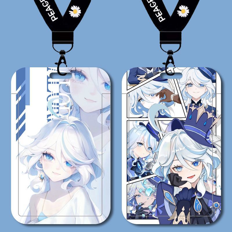 Genshin Impact Water God Focalors Card Holder Student Campus Card Bus Card School License Plate Factory Meal Card Slipcover Hard Card Holder