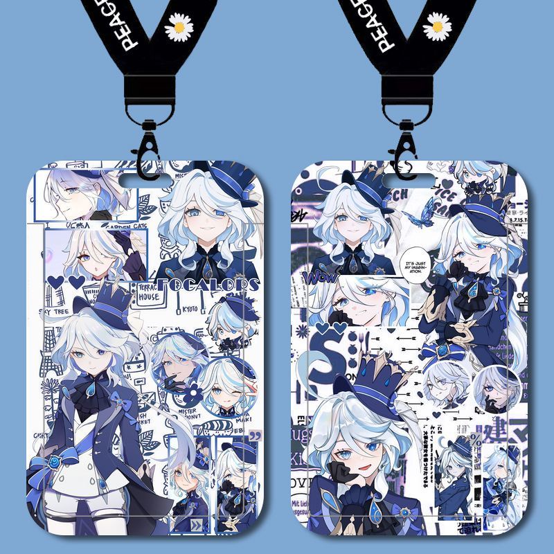 Genshin Impact Water God Focalors Card Holder Student Campus Card Bus Card School License Plate Factory Meal Card Slipcover Hard Card Holder