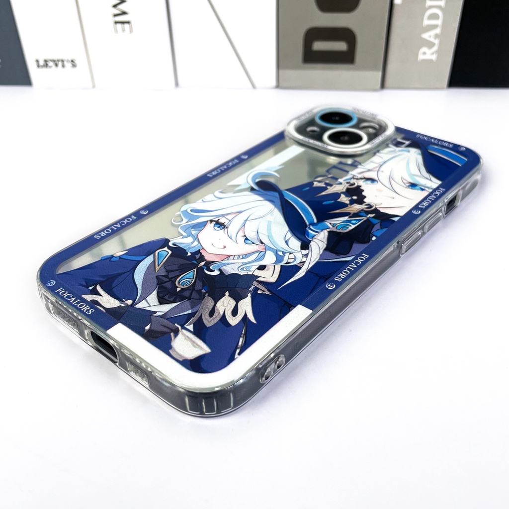 Genshin Impact Compatible with iPhone 12 Apple 14pro Focalors Angel Eyes Transparent Full Cover Phone Case Dropproof Soft Case