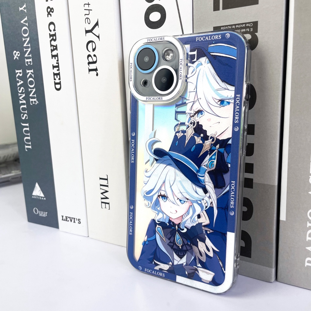 Genshin Impact Compatible with iPhone 12 Apple 14pro Focalors Angel Eyes Transparent Full Cover Phone Case Dropproof Soft Case