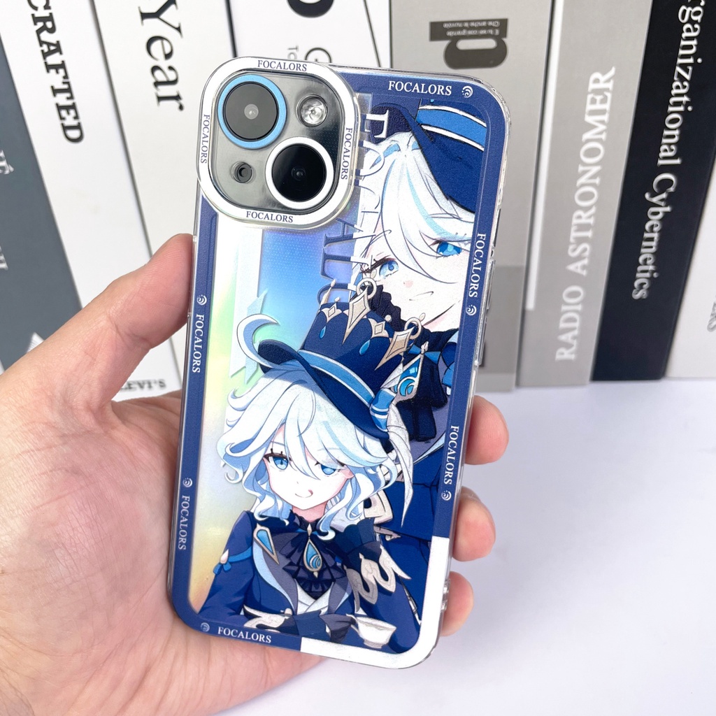 Genshin Impact Compatible with iPhone 12 Apple 14pro Focalors Angel Eyes Transparent Full Cover Phone Case Dropproof Soft Case