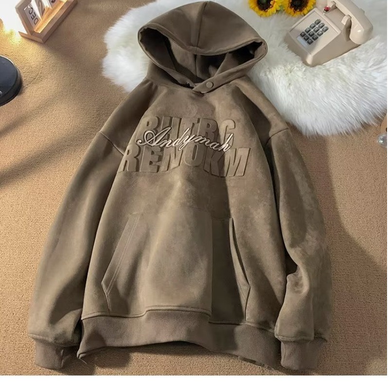 Áo Khoác Hoodie Da Lộn Thiết Kế Trẻ Trung Hợp Thời Trang Cho Nam 500g