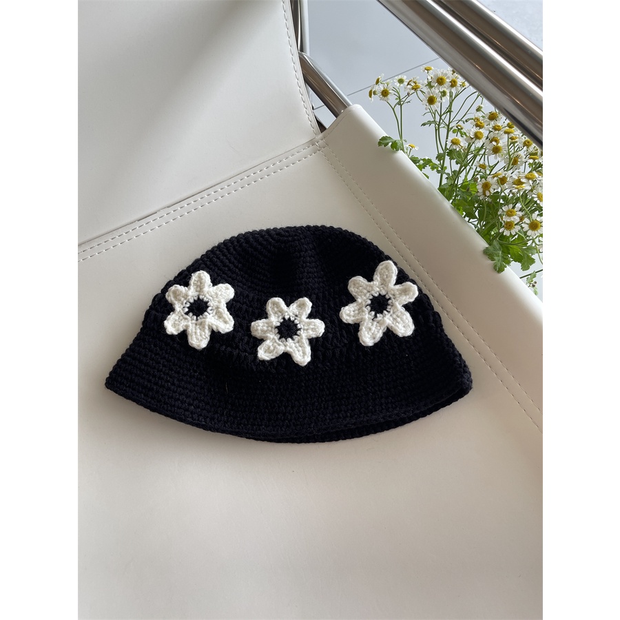 Mũ Xô Đan Len cotton Dệt Tay Phong Cách niche Hàn Quốc Thiết Kế Hợp Thời Trang Cho Nữ