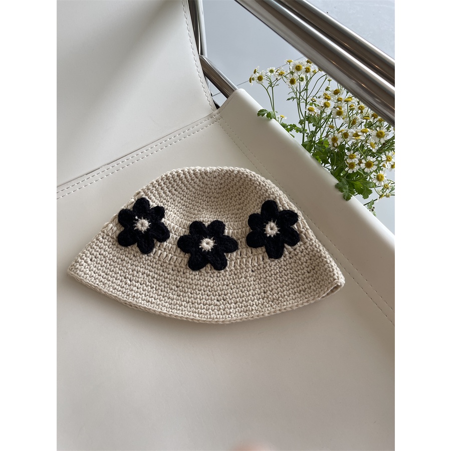 Mũ Xô Đan Len cotton Dệt Tay Phong Cách niche Hàn Quốc Thiết Kế Hợp Thời Trang Cho Nữ