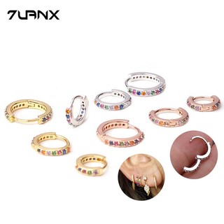 1 Khuyên Tai Tròn 6 / 8 / 10 mm Bằng Đồng Đính Đá zircon Nhiều Màu