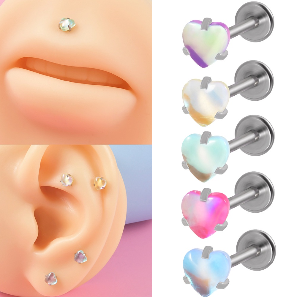 1 Chiếc Bông Tai Titan g23 Đính Đá cz Hình Đôi Môi