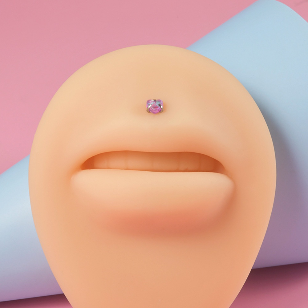 1 Chiếc Bông Tai Titan g23 Đính Đá cz Hình Đôi Môi