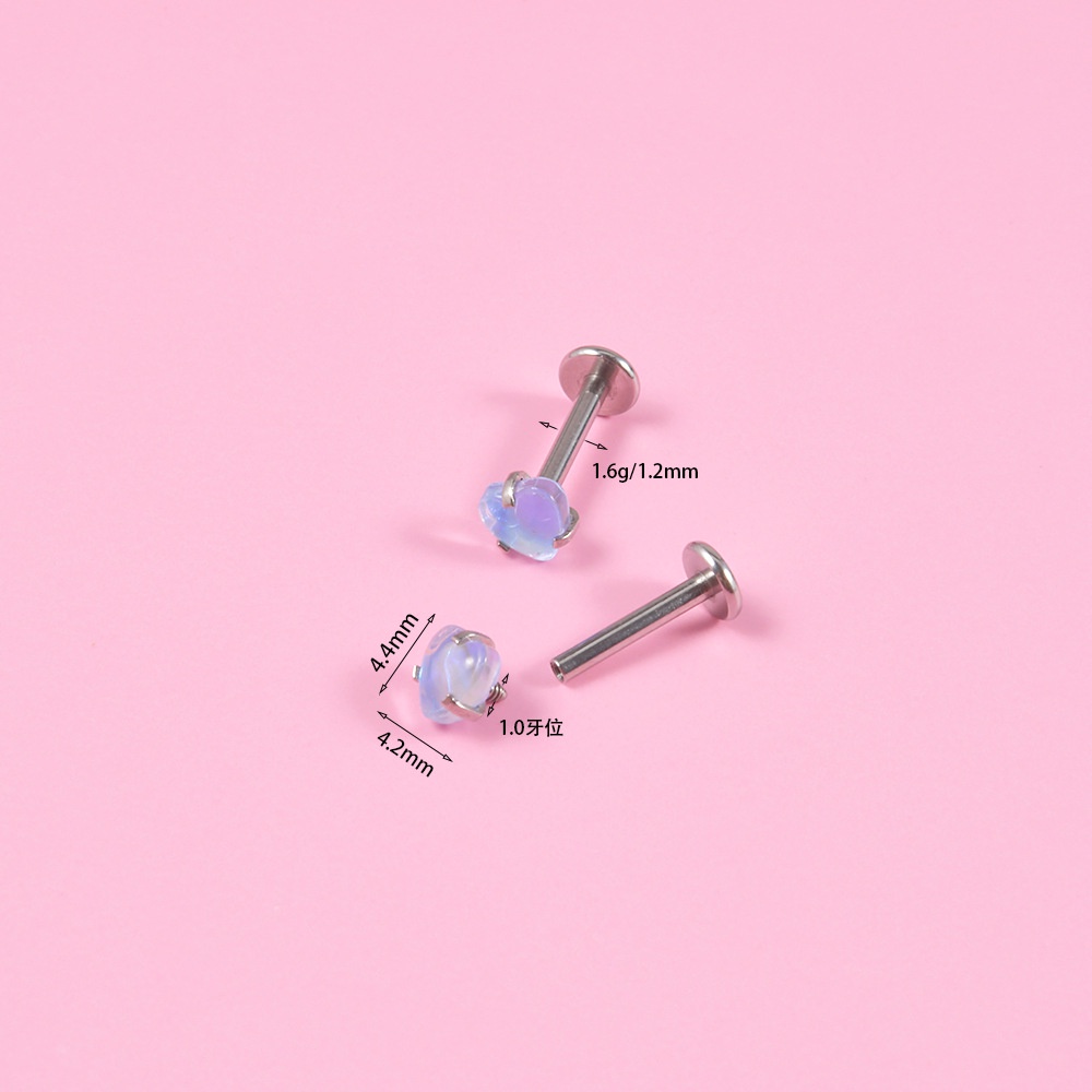 1 Chiếc Bông Tai Titan g23 Đính Đá cz Hình Đôi Môi