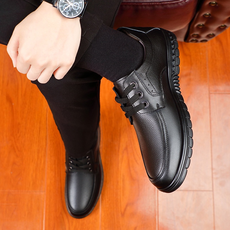 Giày Da Thật Đế Mềm Thoáng Khí Thời Trang 2023 Cho Nam Trung Niên
