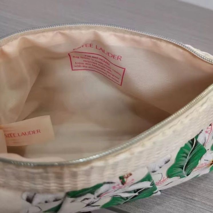 Estee d Túi canvas Đựng Mỹ Phẩm Cầm Tay In Hình Hoa lily Màu Xanh Lá Kiểu retro Đơn Giản Thời Trang haobing boutiqu
