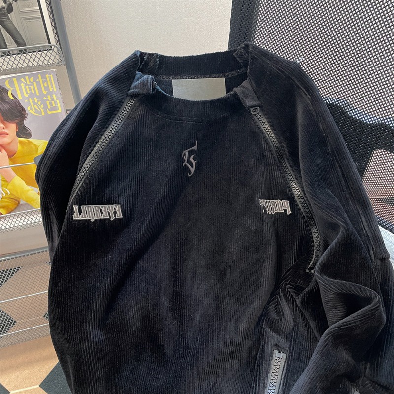 Áo Khoác Nỉ Dày Dặn Phối Khóa Kéo Phong Cách Hip Hop Đường Phố Cá Tính Cho Nam Nữ