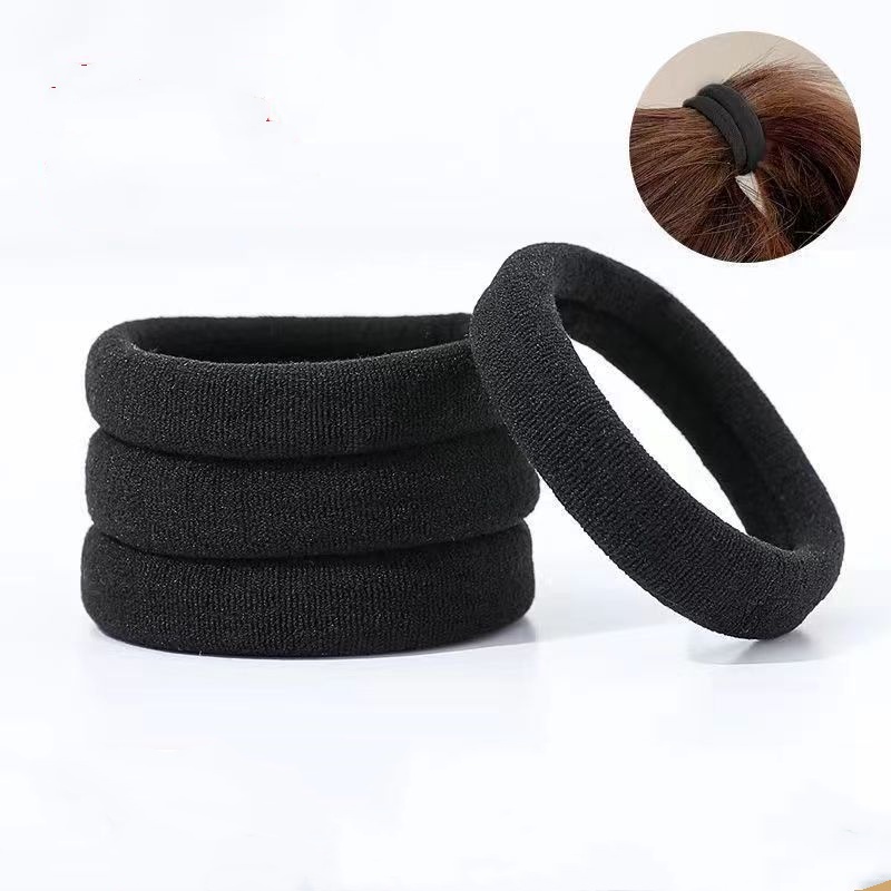 Dây Buộc Tóc Đuôi Ngựa Co Giãn Màu Đen Không Đường May Cho Nữ