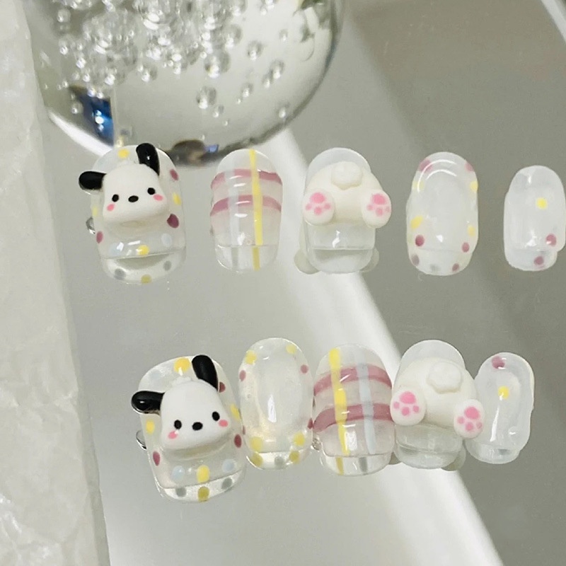 Miếng Dán Trang Trí Móng Tay Hình Cún yugui / Dâu Tây / Gấu Hoạt Hình Dễ Thương