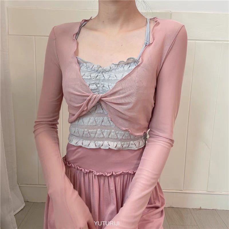 Áo Thun Lưới Tay Dài Xuyên Thấu Gợi Cảm Phong Cách Mới Cho Nữ Đi Biển