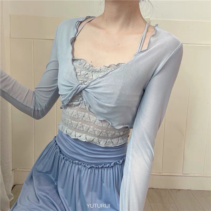 Áo Thun Lưới Tay Dài Xuyên Thấu Gợi Cảm Phong Cách Mới Cho Nữ Đi Biển