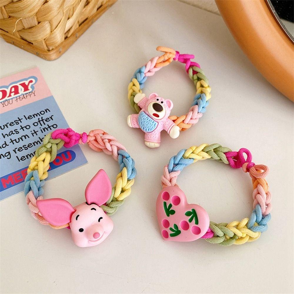 Hejiu Dây Cột Tóc Dệt Co Giãn Hình Gấu / Heo / Dâu Tây Dễ Thương Phong Cách Hàn Quốc
