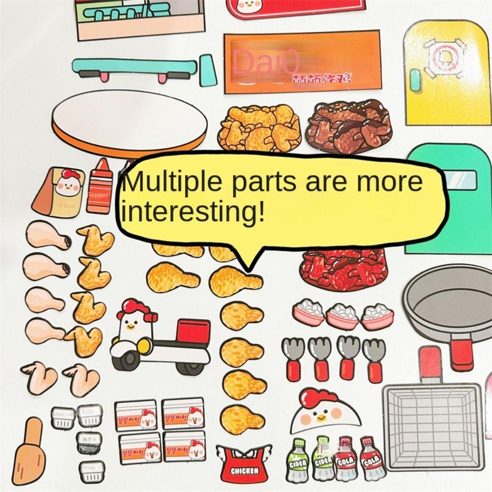 Jestine Sách Dán Trò Chơi Yên Tĩnh Cửa Hàng Đồ Ăn Nhanh anime Nhật Bản Sách cabbage Gà Rán Cho Trẻ Em