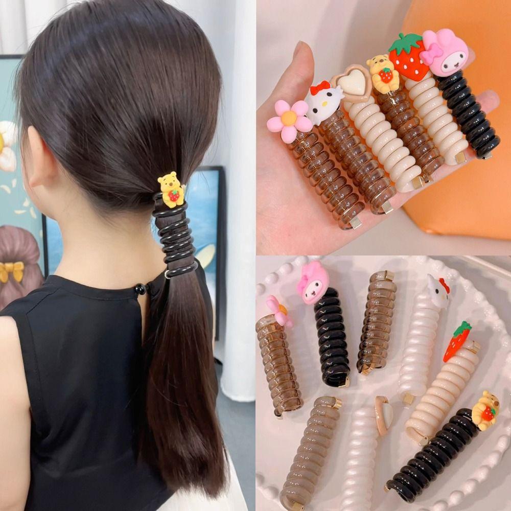 Shanlin Dây Buộc Tóc Nhựa Hình Mèo kitty Gấu Phong Cách Hàn Quốc Thanh Lịch Cho Nữ / Bé Gái