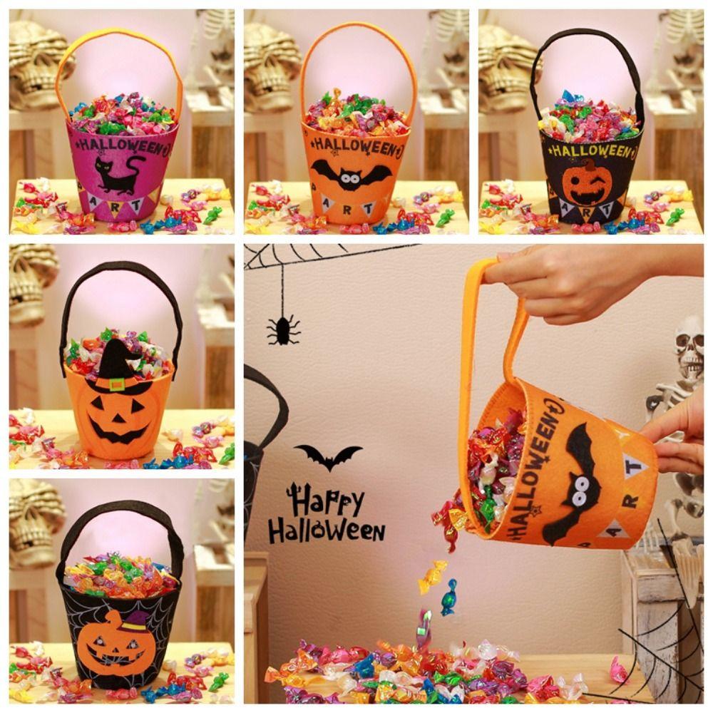 Ellaub Túi Đựng Kẹo Sức Chứa Lớn Hình Bí Ngô halloween Đáng Yêu
