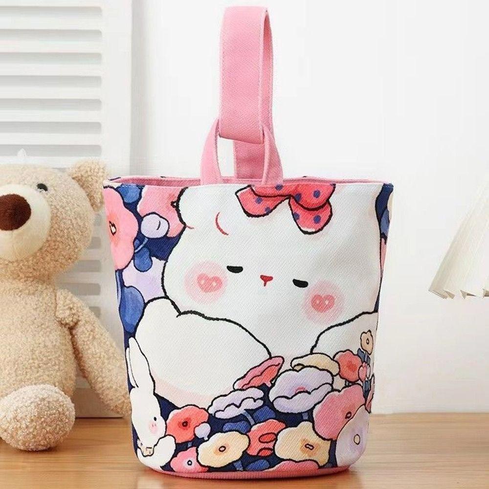 Shanhai Túi vải In Họa Tiết Thỏ / Mèo Dễ Thương Đựng Hộp Cơm Trưa Cho Mẹ Bỉm Sữa