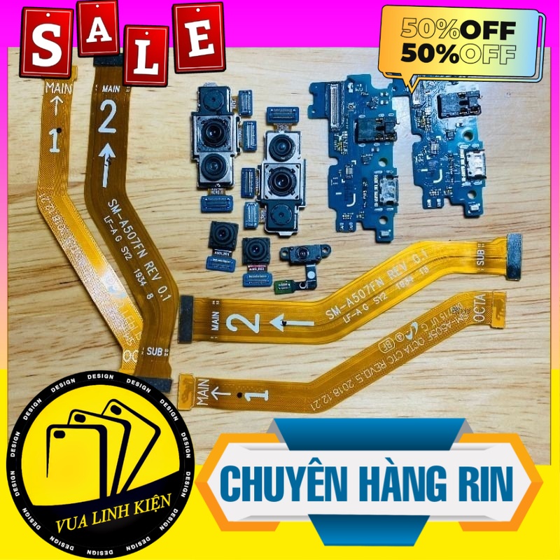 Linh Kiện Samsung A50s  Camera trước + sau,main sạc,cáp nối main sạc,cáp nối màn hình,vân tay  Rin Bóc Máy